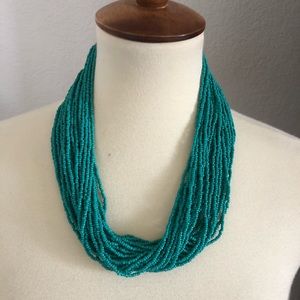 Teal Beaded Statement necklace